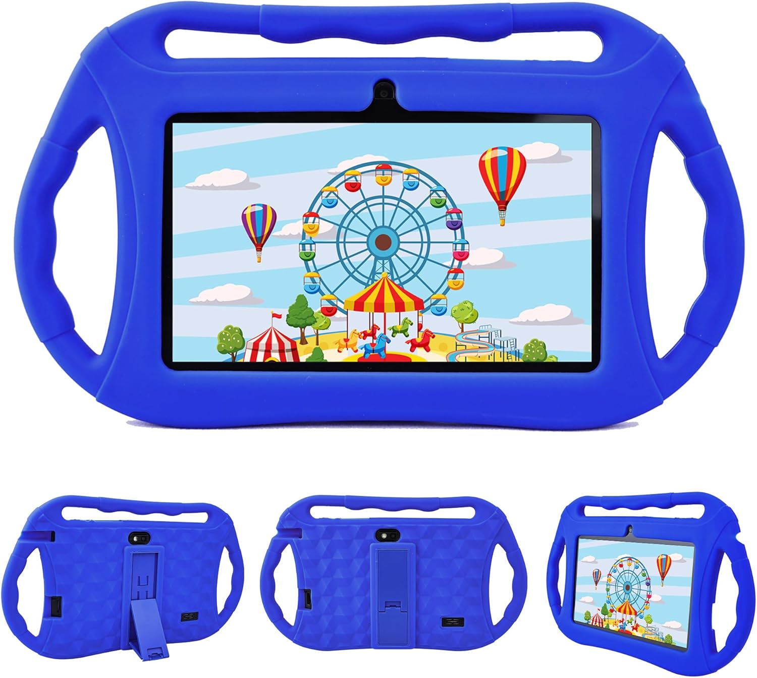 Kinder Tablet 7 Zoll mit Hülle – Lern- & Spielgerät für Kinder ab 3–14 Jahren – WiFi, Dual Kamera, Kindersicherung, 32GB – Blau