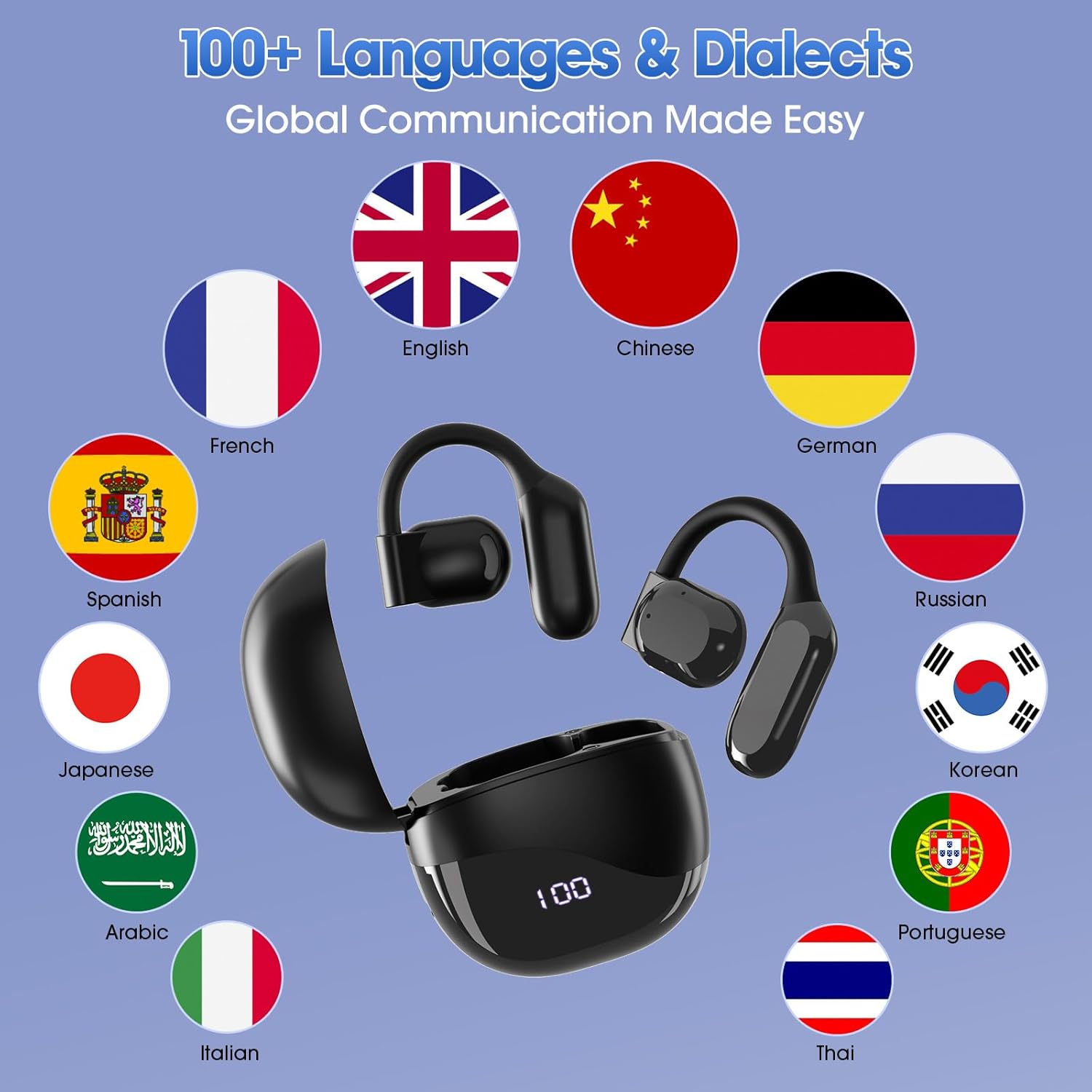 Übersetzer Kopfhörer Bluetooth 5.4 Echtzeit 138 Sprachen Open Ear mit ENC