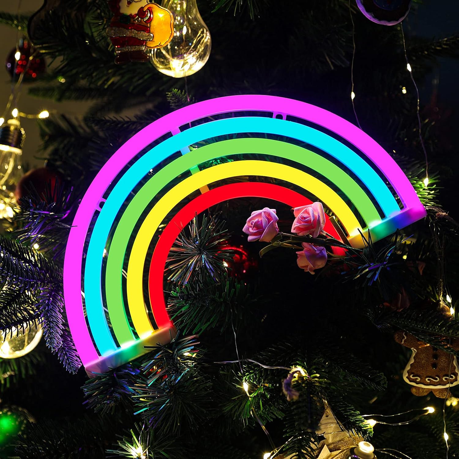 Neon LED Schild Regenbogen Licht Wand Deko Leuchte Gaming Setup Beleuchtung bunt