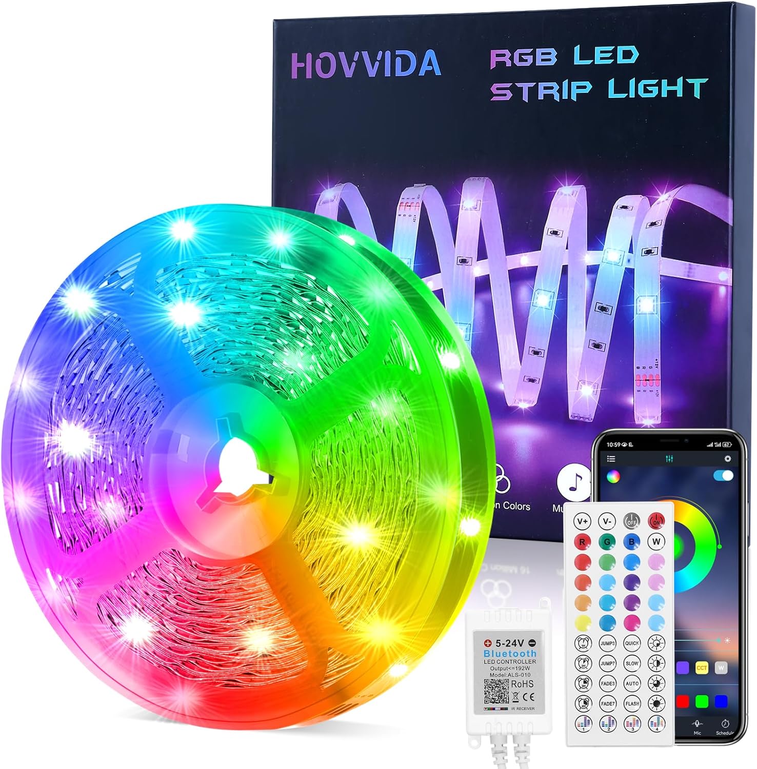 15m RGB LED Strip mit APP Steuerung, Musikmodus & Timer – 450 LEDs