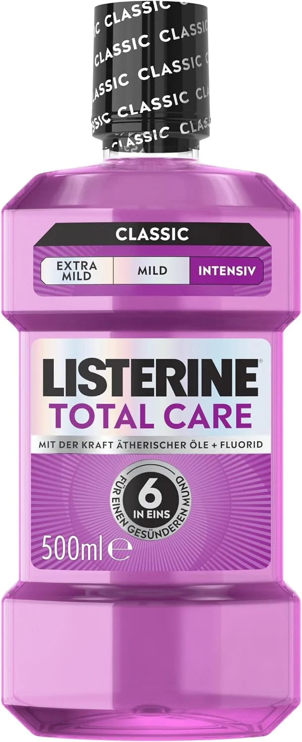 Listerine Total Care Zahn-Schutz Mundspülung 500 ml – antibakterielles Mundwasser mit Fluorid, 6-in-1 Wirkung & frischem Atem