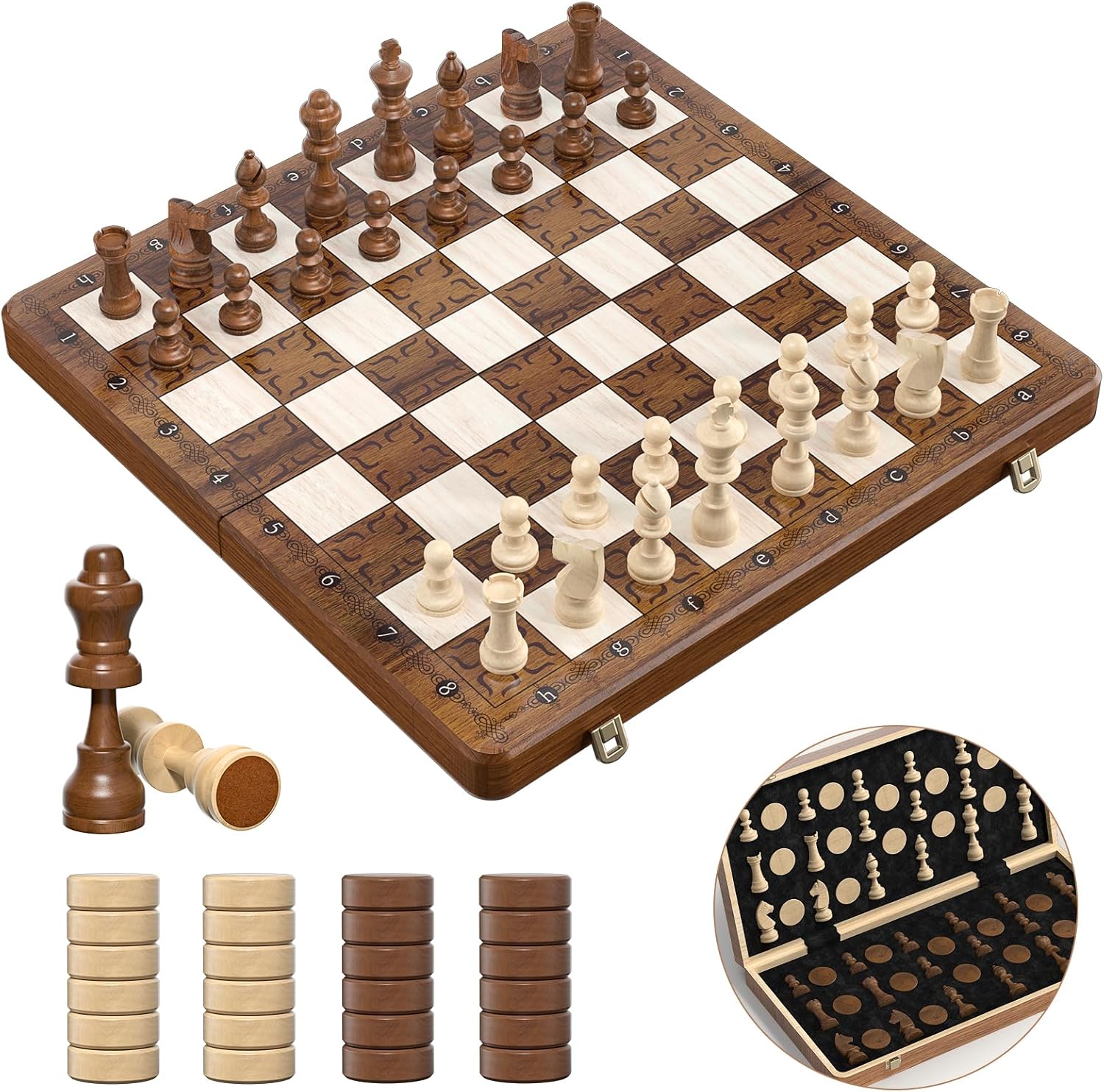 Chess chess game chess pieces wood chess board made of wood travel chess 39x39