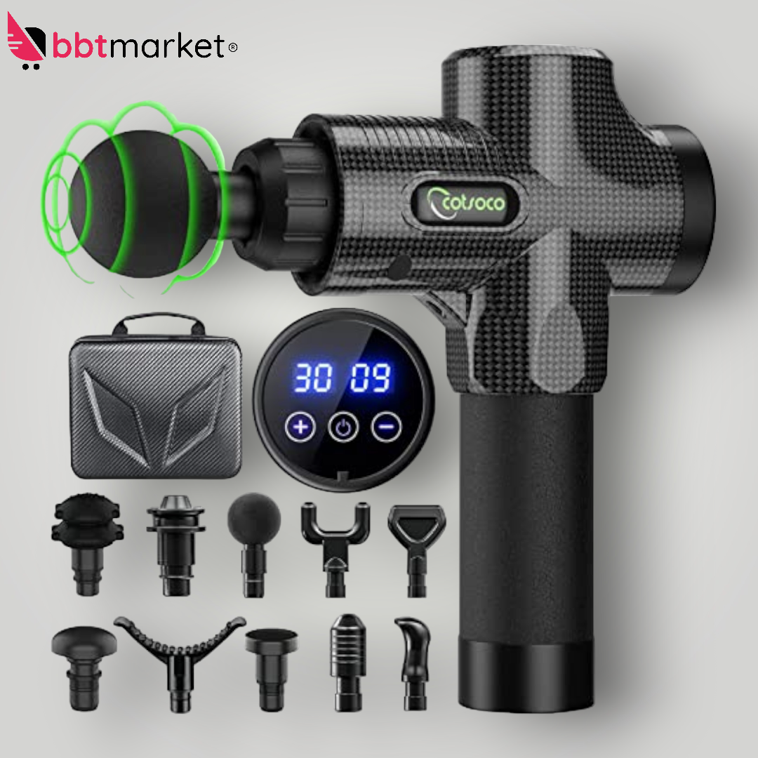 Massagegerät Muskel Gun Massagepistole +10 Köpfe mit 8 Stunden Akku LCD Display