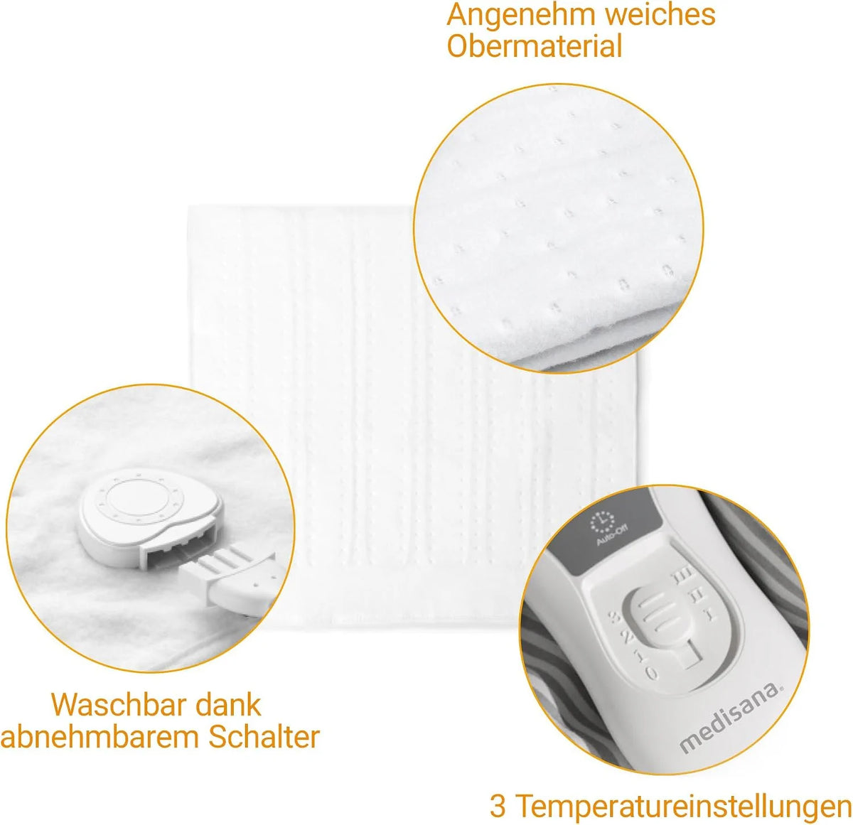 Medisana HU 665 Wärmeunterbett 150 x 80 cm – elektrische Heizdecke mit 3 Temperaturstufen, Kabelfernbedienung & Überhitzungsschutz