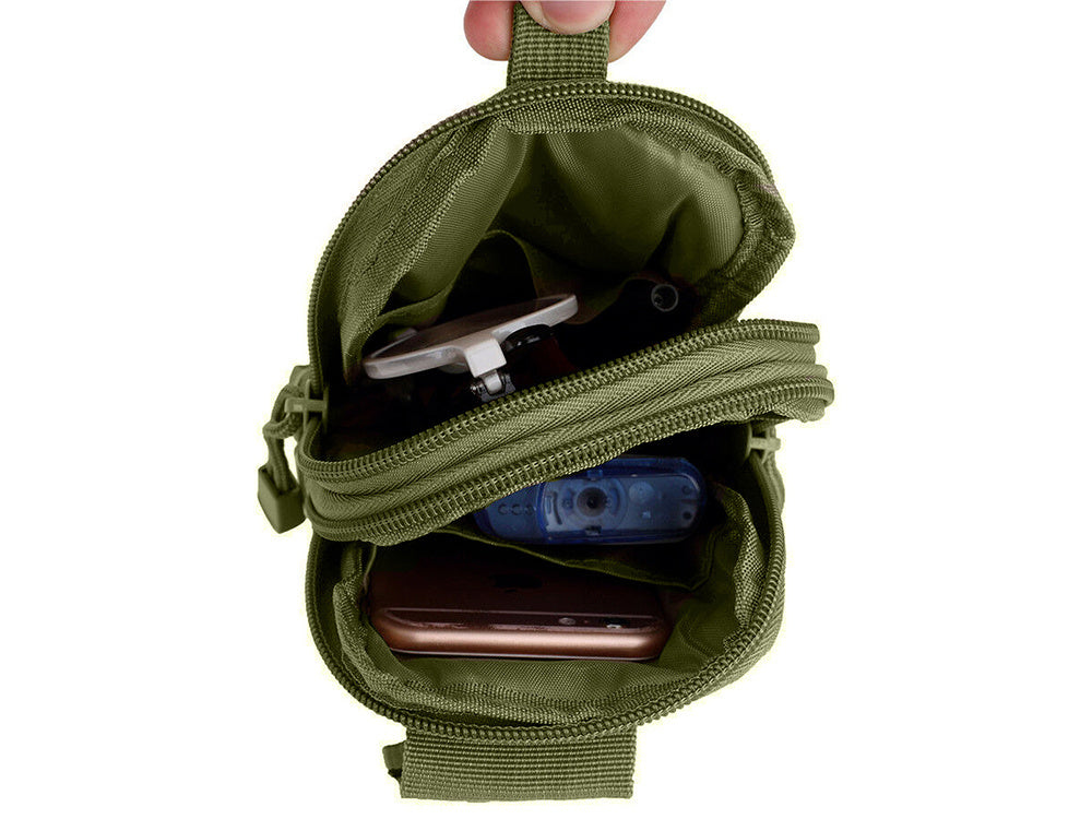 Taktische Molle Outdoor Gürteltasche für iPhone & Smartphone – Militär Hüfttasche mit Karabiner, Reißverschluss & Stifthalter (Digital Camo)