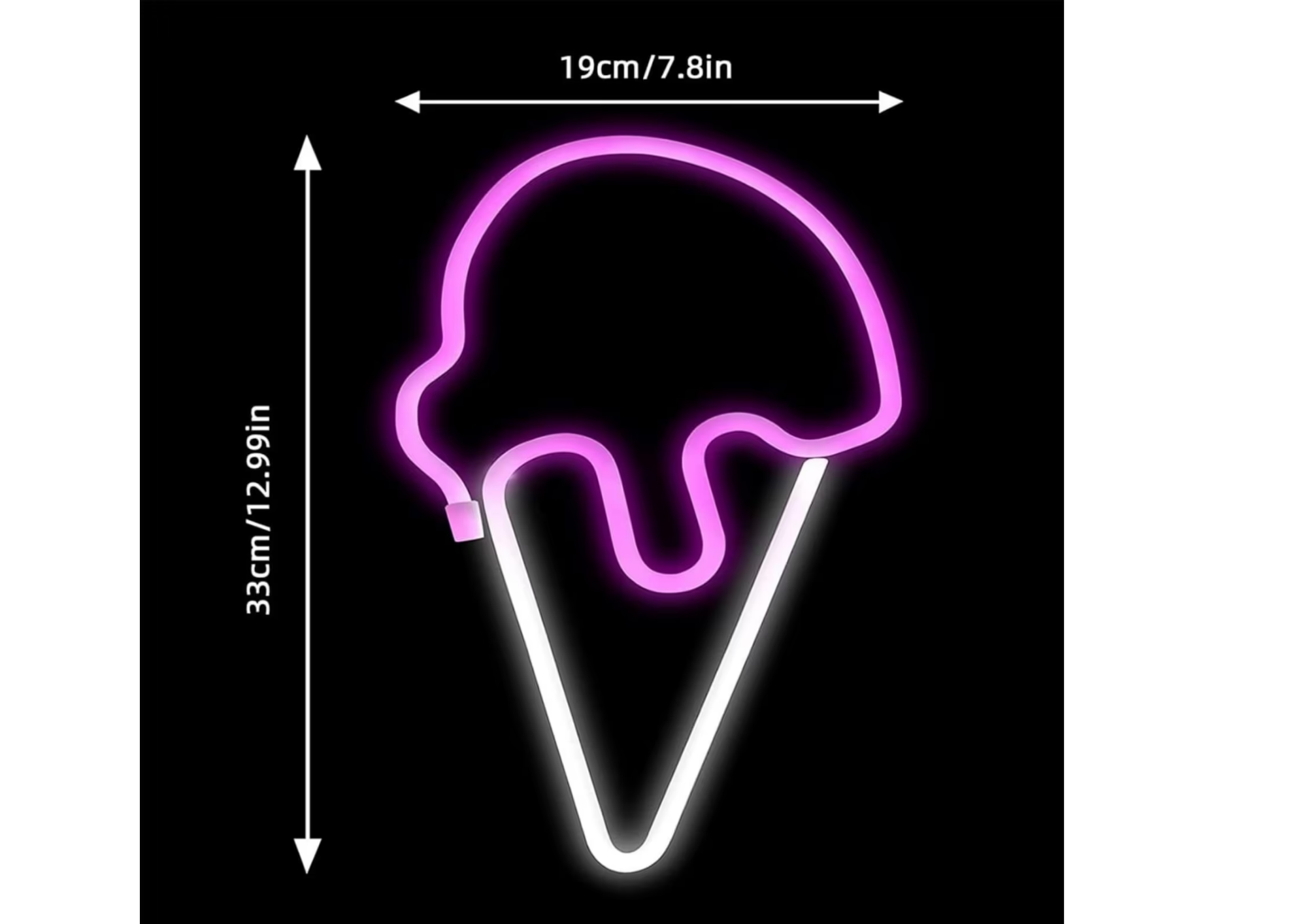 Eiscreme LED Neonlicht Rosa – USB & Batterie – Wanddeko für Party, Zuhause, Schlafzimmer, Kinderzimmer, Deko