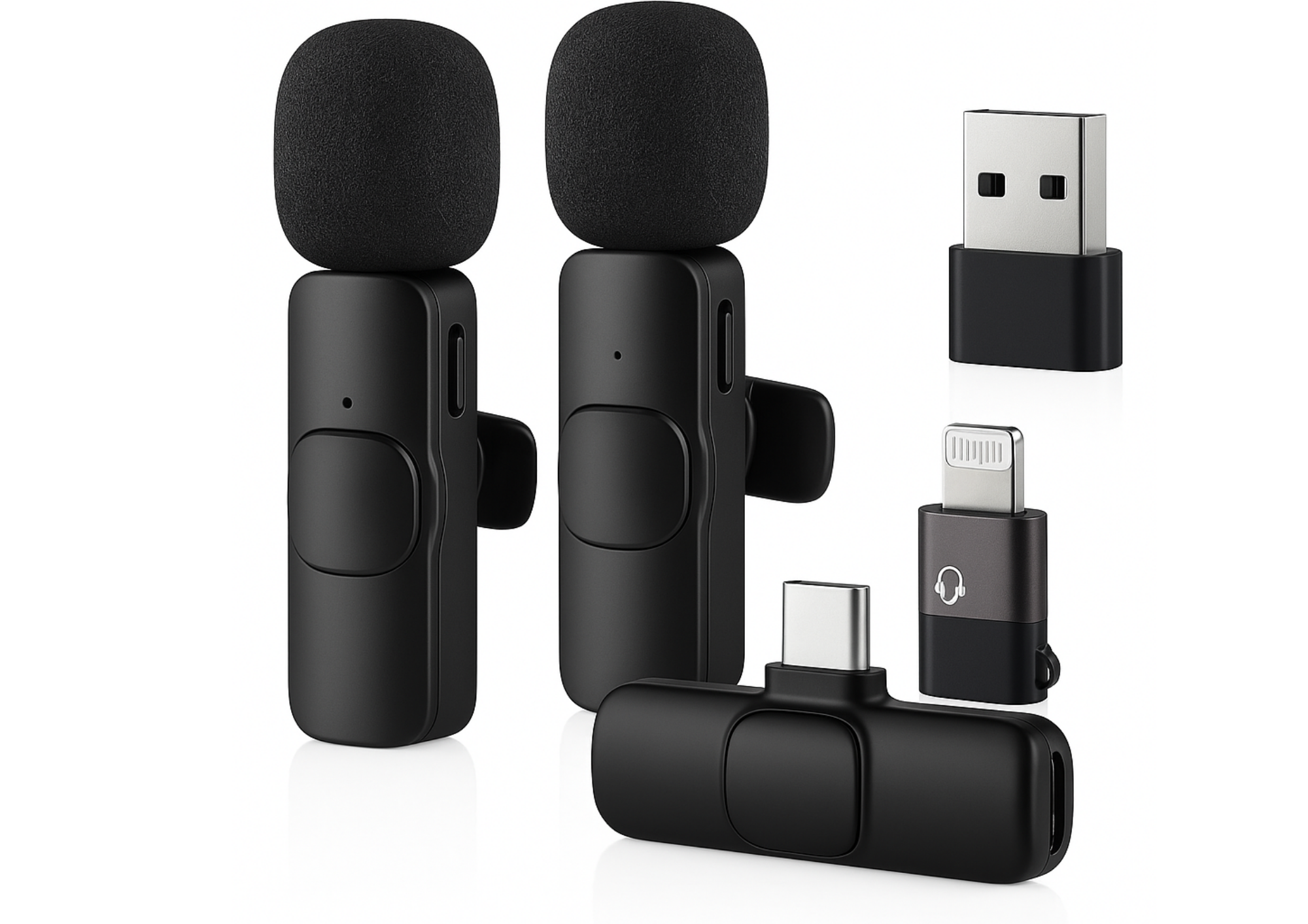 Kabelloses Lavalier Mikrofon Set – 2er Pack Mini Wireless Mikrofone mit Rauschunterdrückung für Smartphone, Laptop & Kamera K10MRFN