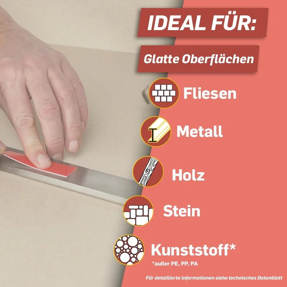 Pattex Kleben statt Bohren Klebeband 19 mm x 1,5 m – doppelseitiges Montageband für Innen & Außen