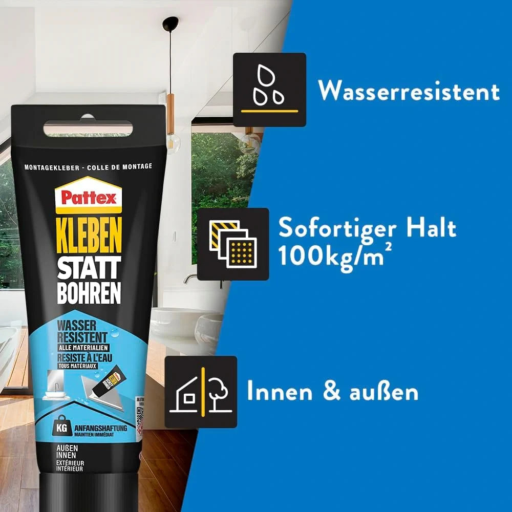 Pattex Starker Montagekleber 340 g – wasserresistent & alterungsbeständig für Innen und Außen