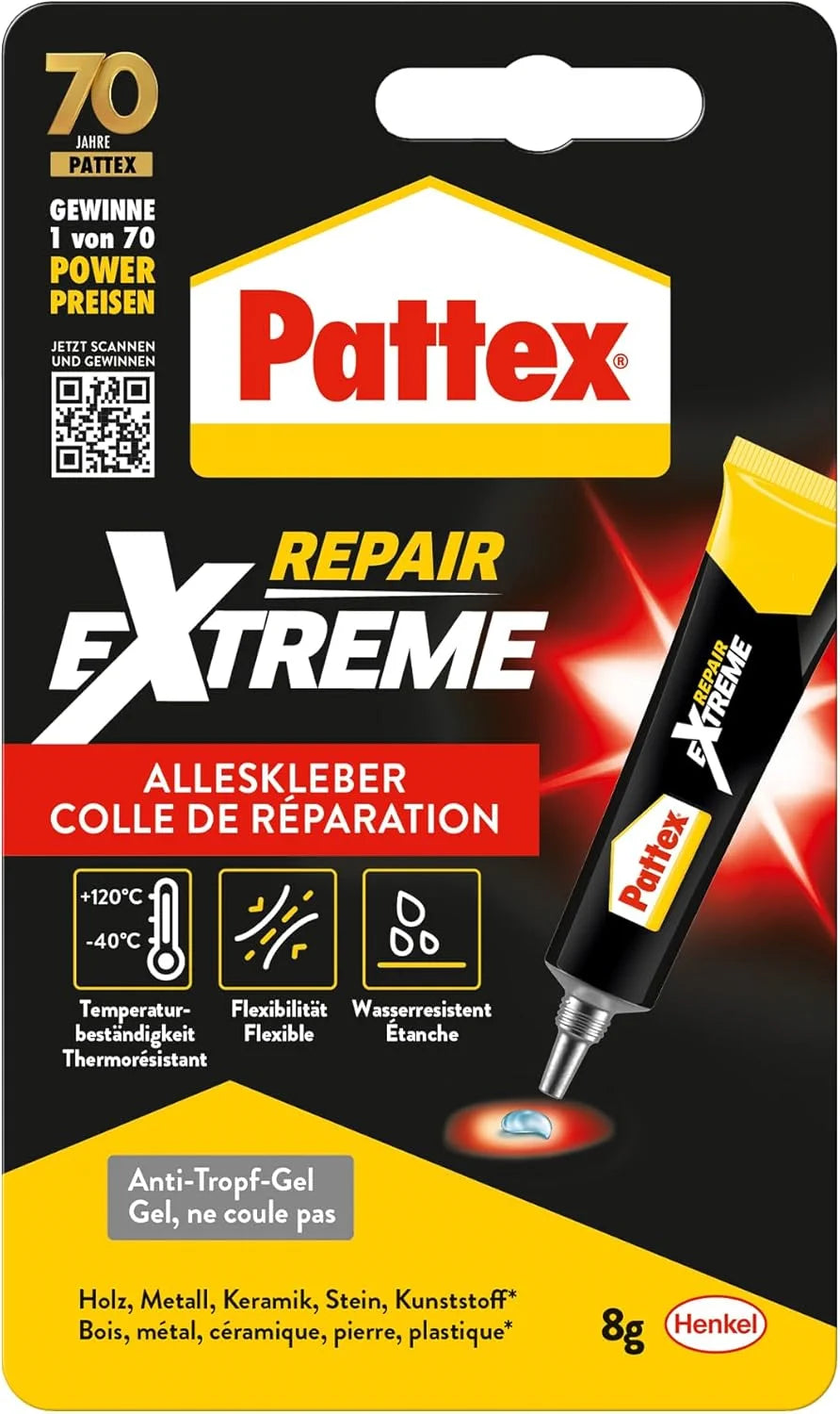 Pattex Repair Extreme Alleskleber 20 g – flexibler, transparenter Reparaturkleber für Innen & Außen