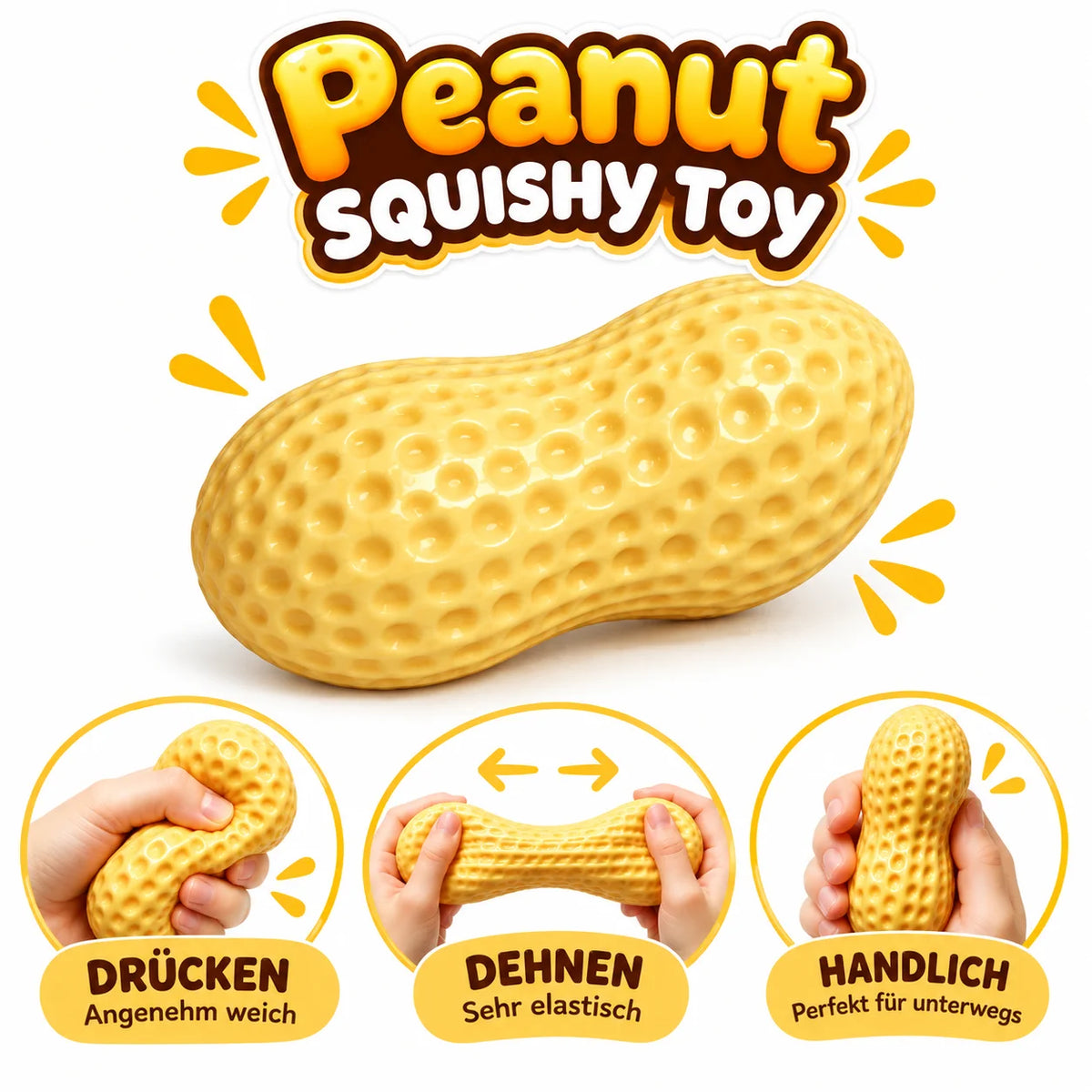 Peanut Squishy Slow Rising Fidget Toy Anti Stress Erdnuss Quetschball