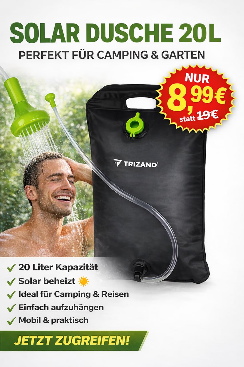 Camping Solardusche 20L – Mobile Outdoor Dusche für Garten, Camping und Reisen