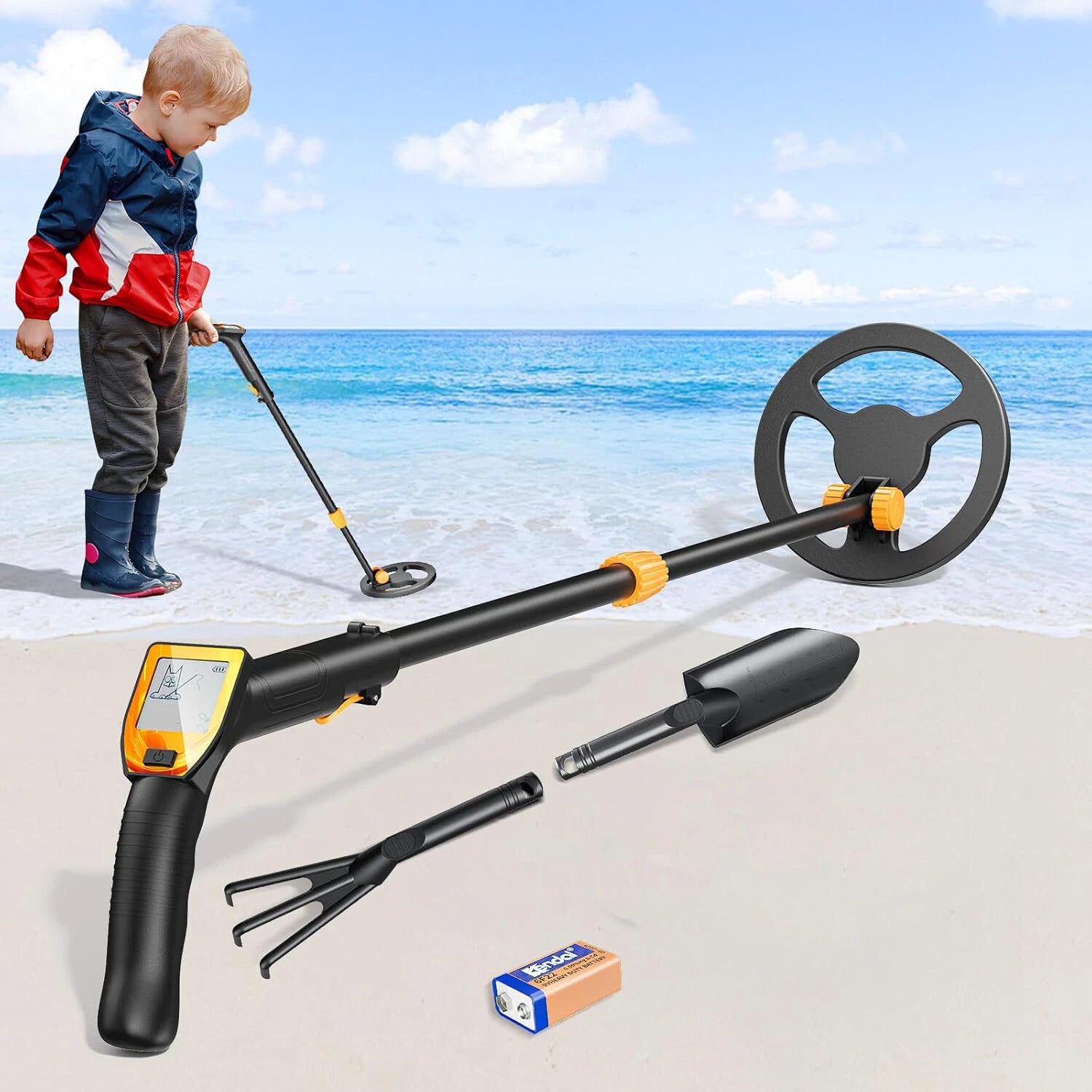 Profi Metalldetektor Set Kinder Wasserdicht LCD Schatzsuche mit Zubehör