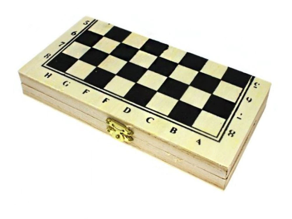 Klassisches Schachspiel aus Holz – Klappbares Schachbrett 21x21 cm mit Figuren in Holzbox