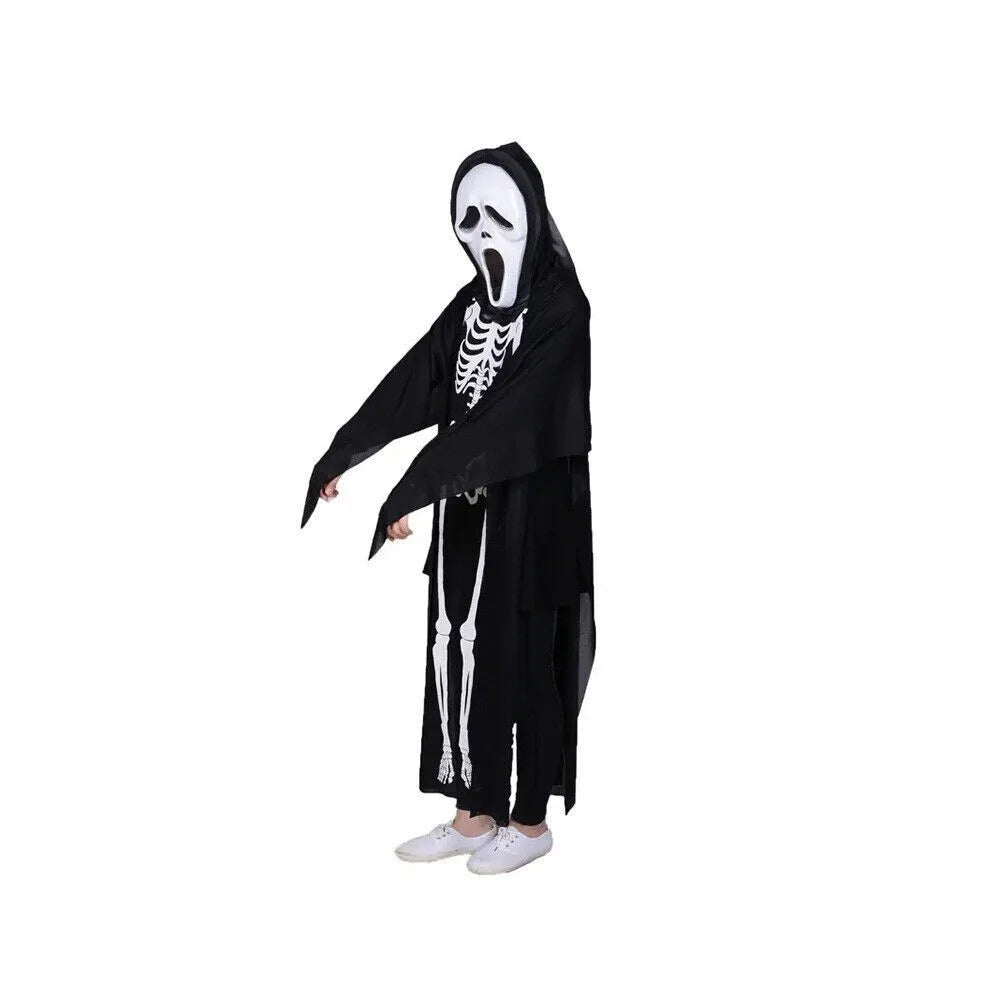 Skelett Kostüm Damen & Kinder Halloween Jumpsuit Cosplay Karneval Verkleidung