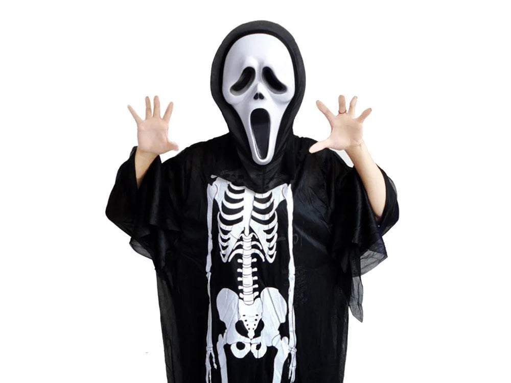 Skelett Kostüm Halloween Schwarz Langarm Verkleidung Karneval Universal