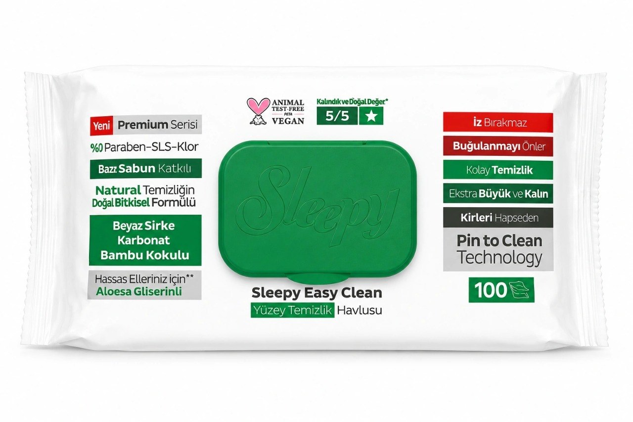 Sleepy Surface Cleaning Towel – Grün, Weißseifenduft | Hypoallergenes Reinigungstuch für Glas, Holz & Stein | Schnell trocknend & streifenfrei