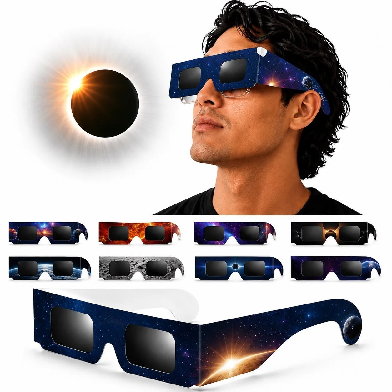 Sonnenfinsternis Brille ISO 12312-2:2015 CE 45mm Sonnenbeobachtung Schutzbrille