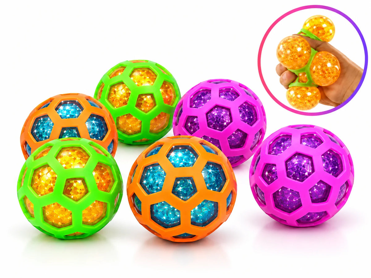 Squishy Ball Glitzer 80mm Quetschball Stressball Fidget Toy 1/3 Stück