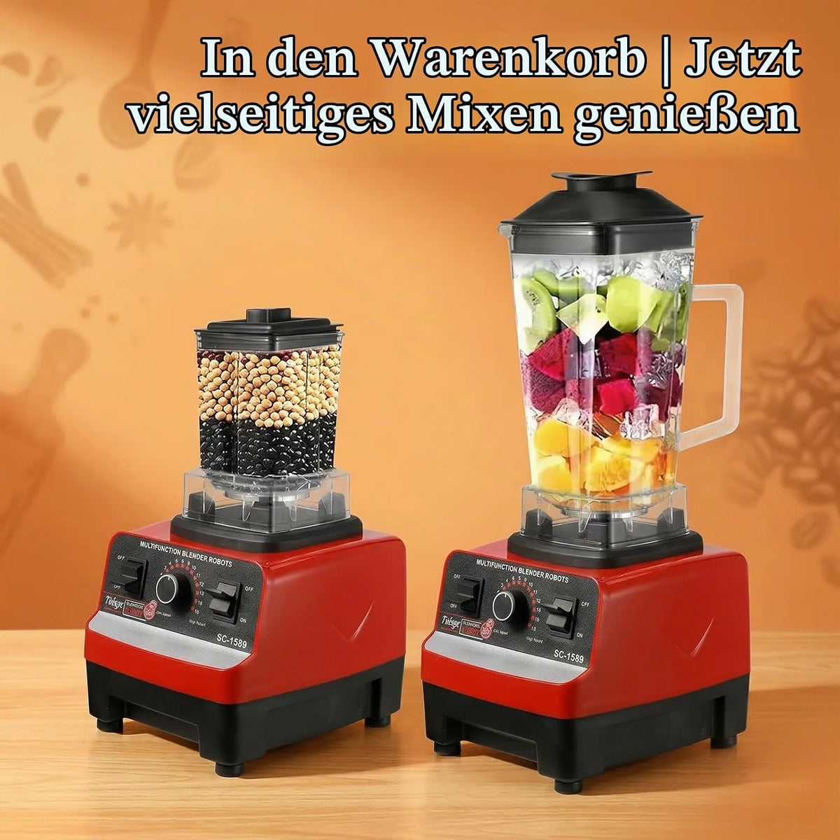 Standmixer 2000 W mit 2-Liter BPA-freiem Behälter – Hochleistungsmixer für Smoothies, Eis & Säfte