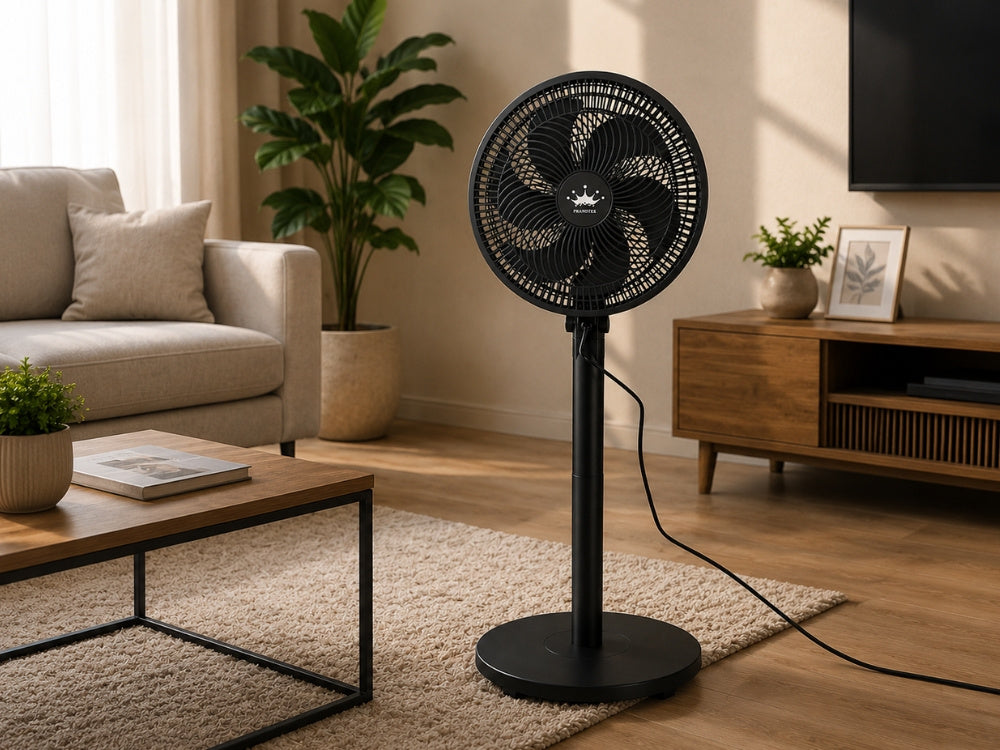 Standventilator 75W mit Oszillation – Höhenverstellbarer Ventilator mit 7 Flügeln bis 115 cm