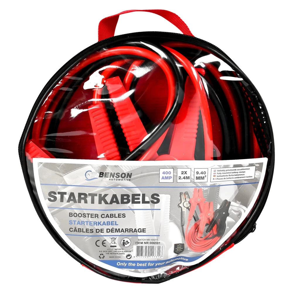 🔋 Benson Starterkabel 2,4m 400A Überbrückungskabel Auto Starthilfe 12V