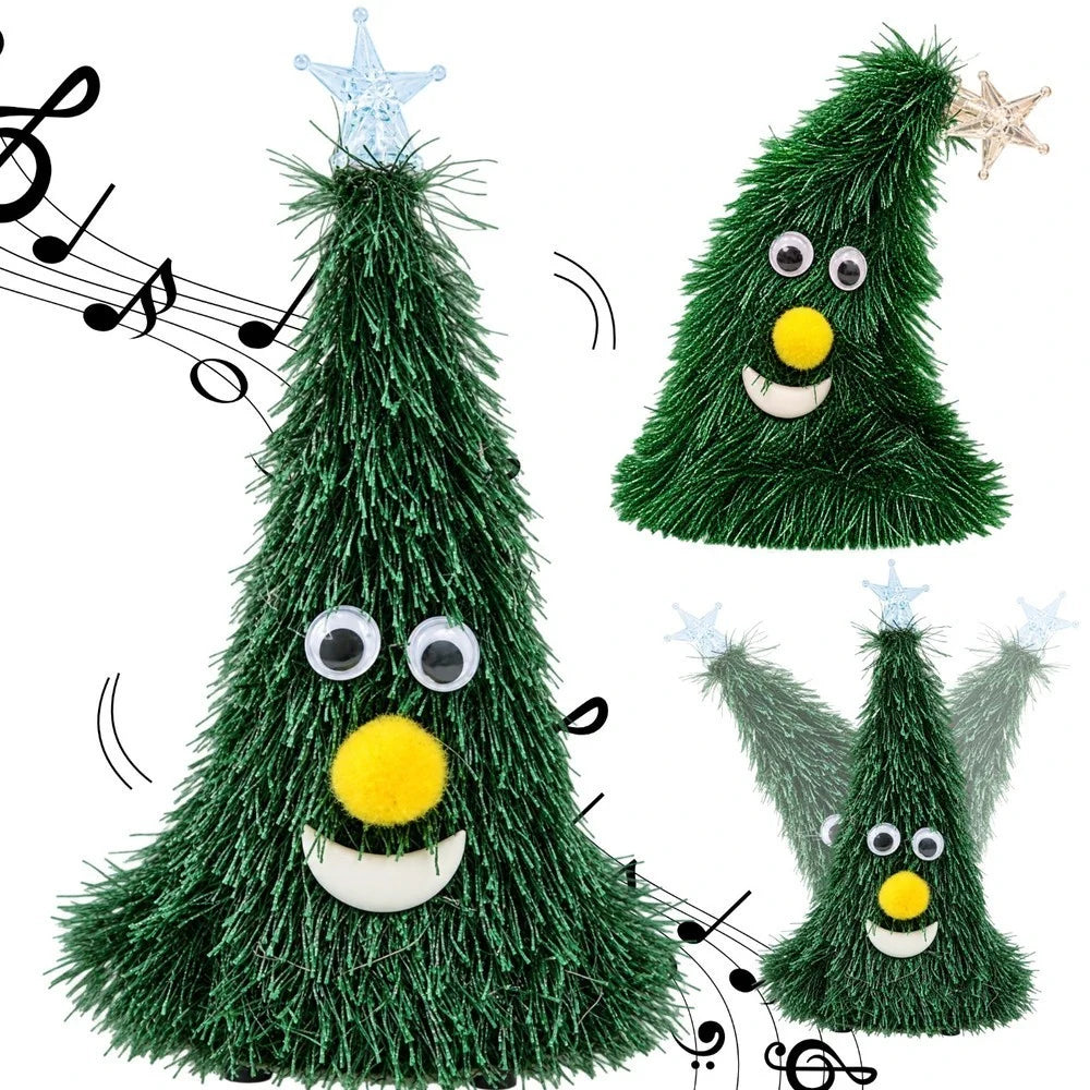 Tanzender Weihnachtsbaum 17 cm mit Musik & Licht – Jingle Bells Weihnachtsdeko mit leuchtendem Stern