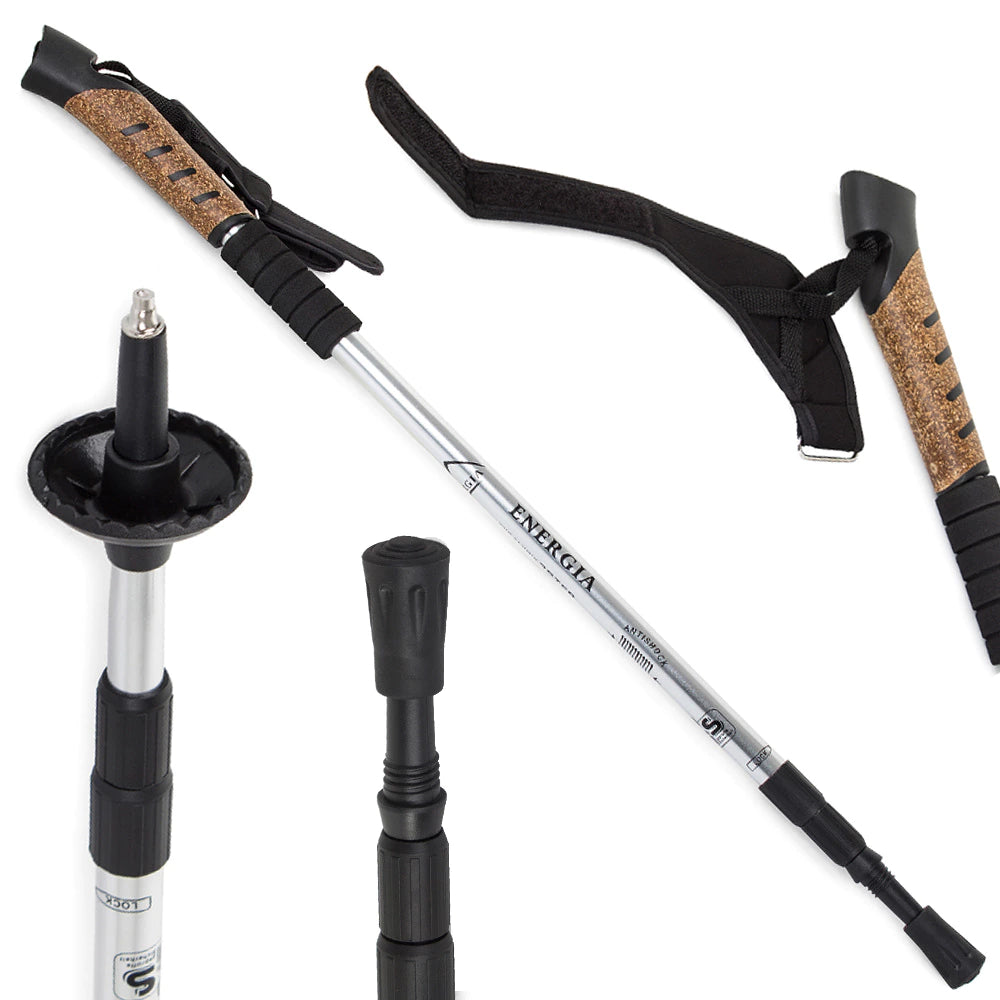Teleskop Nordic Walking Stöcke Wanderstöcke Antischock 64-135 cm Alu Kork 🏞️💪