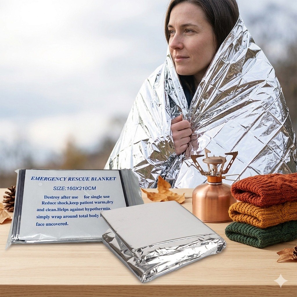 Rettungsdecke 160x210 cm – Thermodecke Notfall Outdoor Erste Hilfe