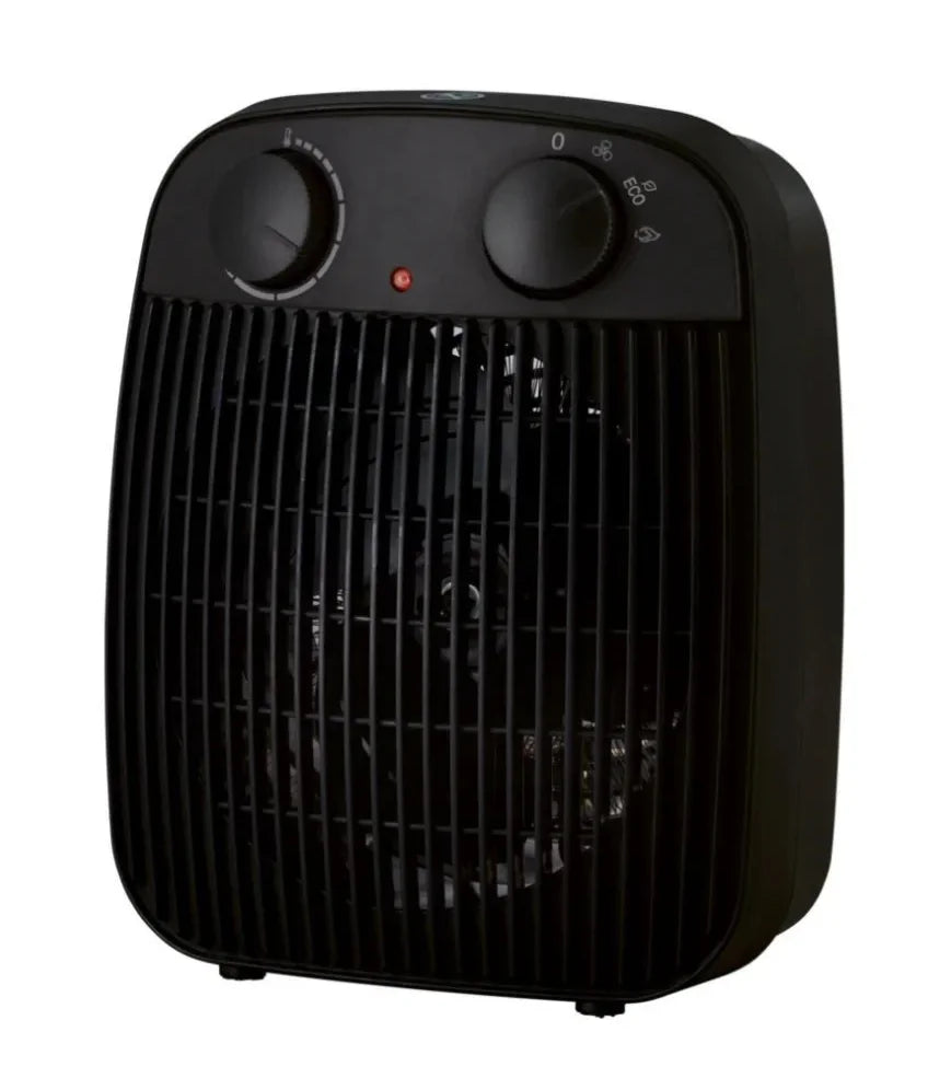 TRONIC Heizlüfter 2000W Schwarz 2 Stufen Thermostat Ventilator Kippschutz