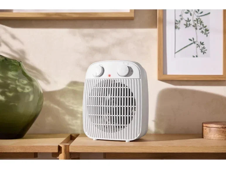 TRONIC Heizlüfter 2000W Weiß 2 Stufen Thermostat Ventilator Kippschutz