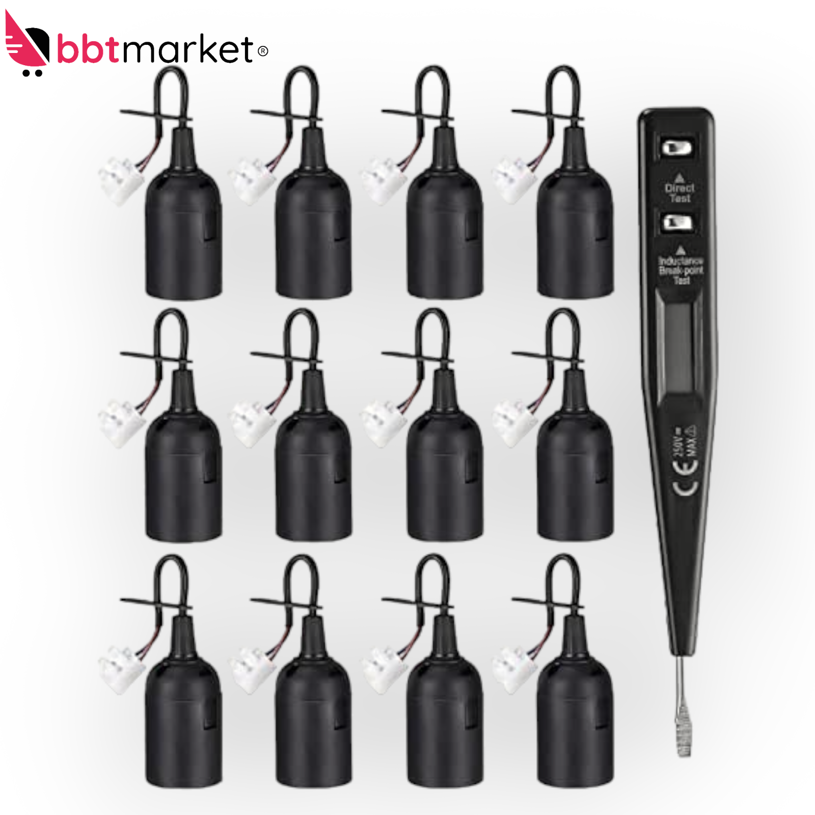 12x construction socket lamp socket renovation socket socket E27 construction site socket black
