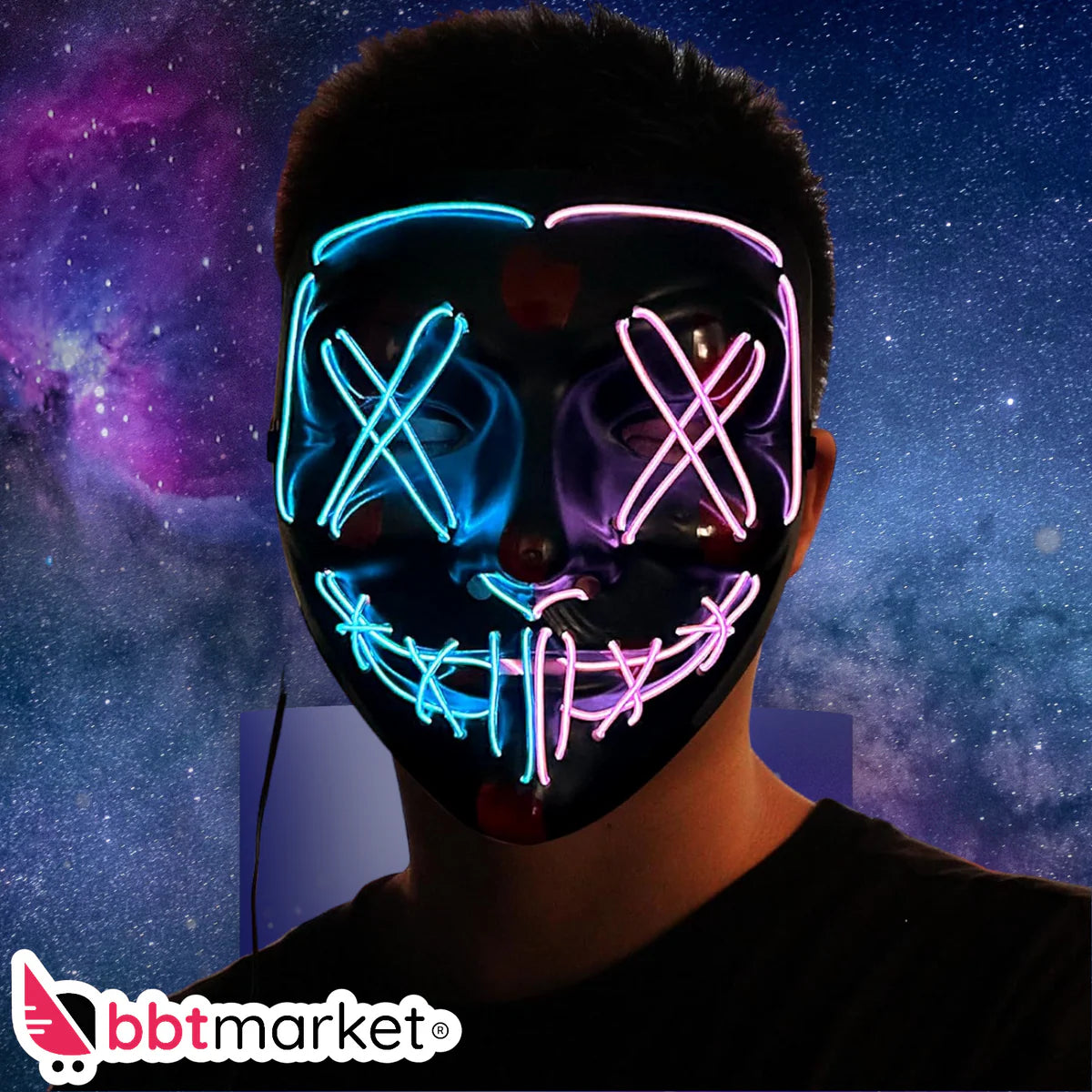 LED Mask The Purge Helloween Carnival Rave Party, with light effects Zombie Party