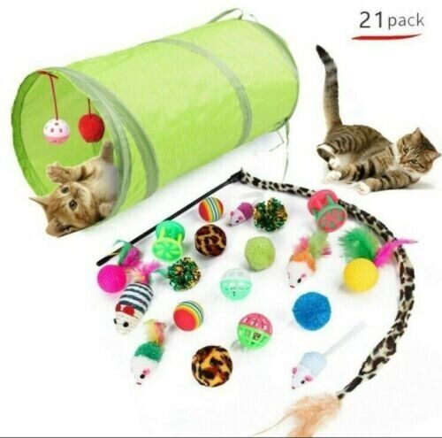 Cat toy set 21 pcs. Cat toys including fishing rod feather ball mouse balls