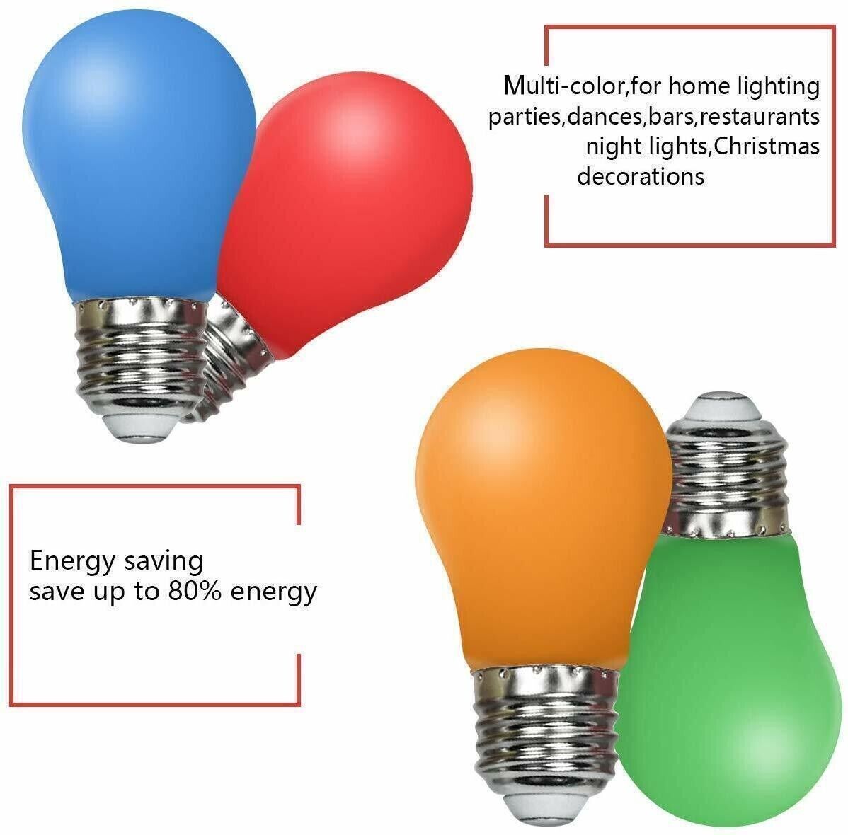 20x LED Glühbirnen E27 bunt 3W farbige Beleuchtung Party Garten