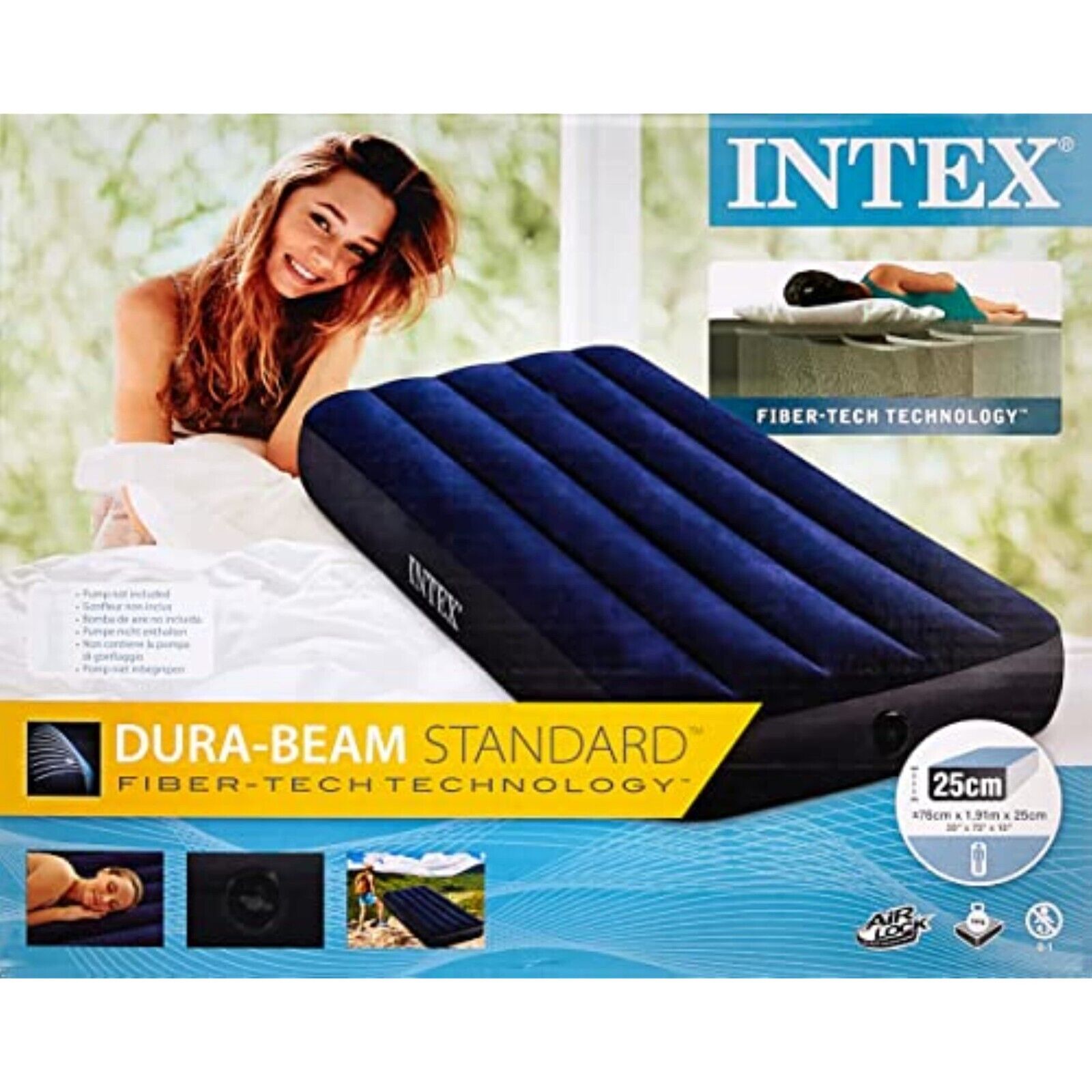 Intex Dura-Beam Luftbett 191x76x25 cm – Aufblasbares Einzelbett für Gäste, Camping & Reisen 6941057408392