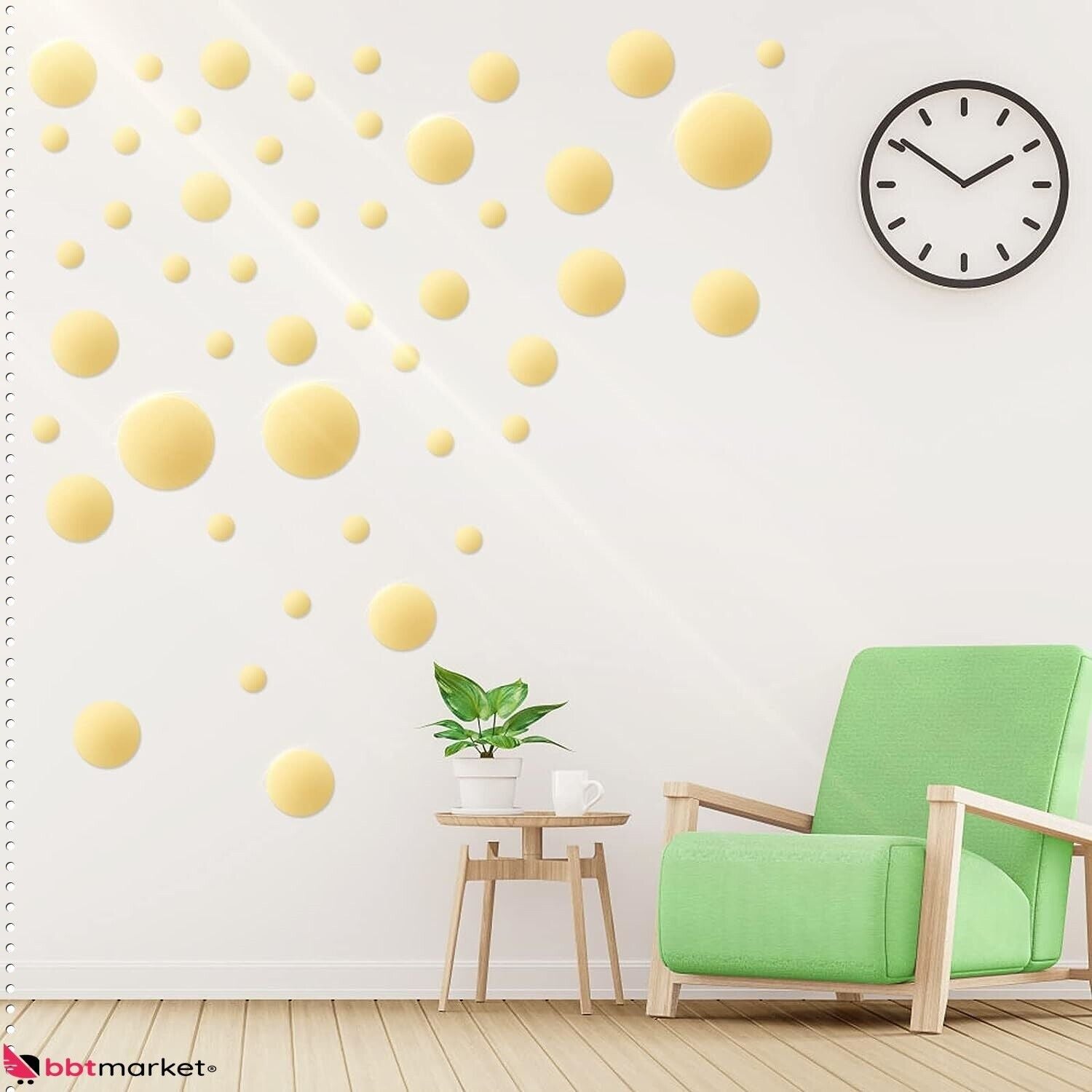 264 Stück Gold Punkte Wandaufkleber – PVC Wandtattoo Set in 4 Größen, Selbstklebende Dots für DIY Deko, Wände & Möbel