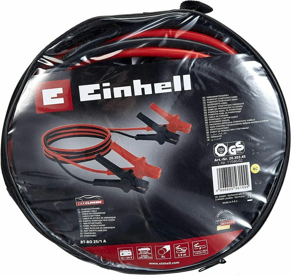 Einhell 2030345 Starthilfekabel BT-BO 25/1 A für Benzin- und Dieselmotoren 3,5m
