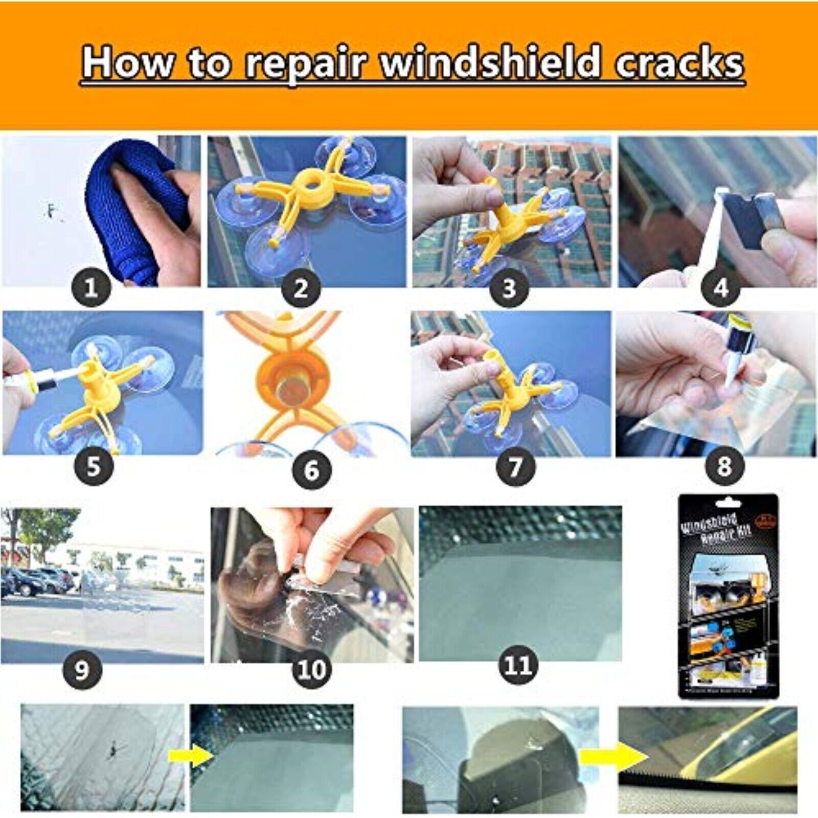 Auto KFZ Windschutzscheiben Glas Reparatur Set Steinschlag Frontscheibe DE