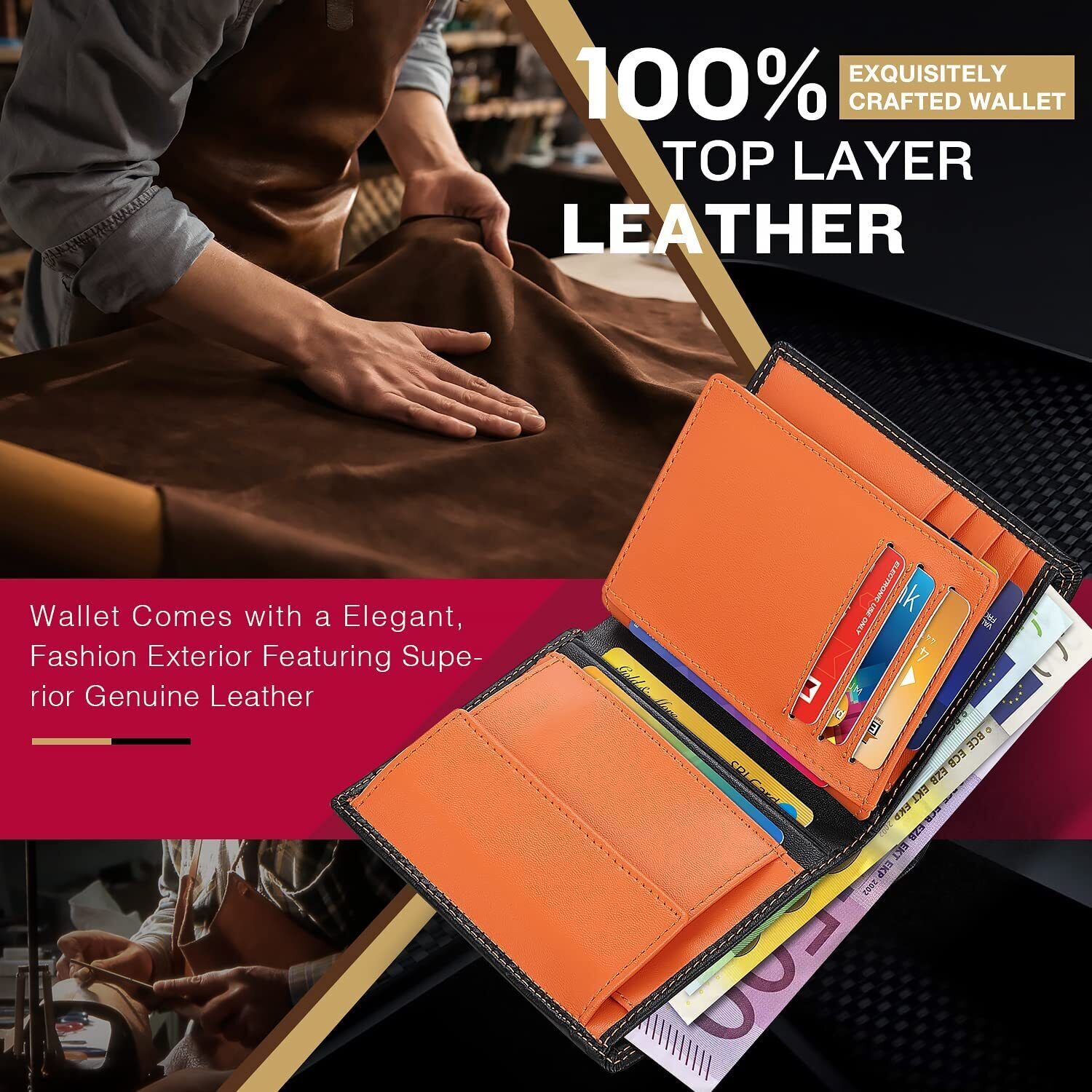 Geldbörse Herren aus Echtem Leder Geldbeutel Männer im Hochformat mit RF