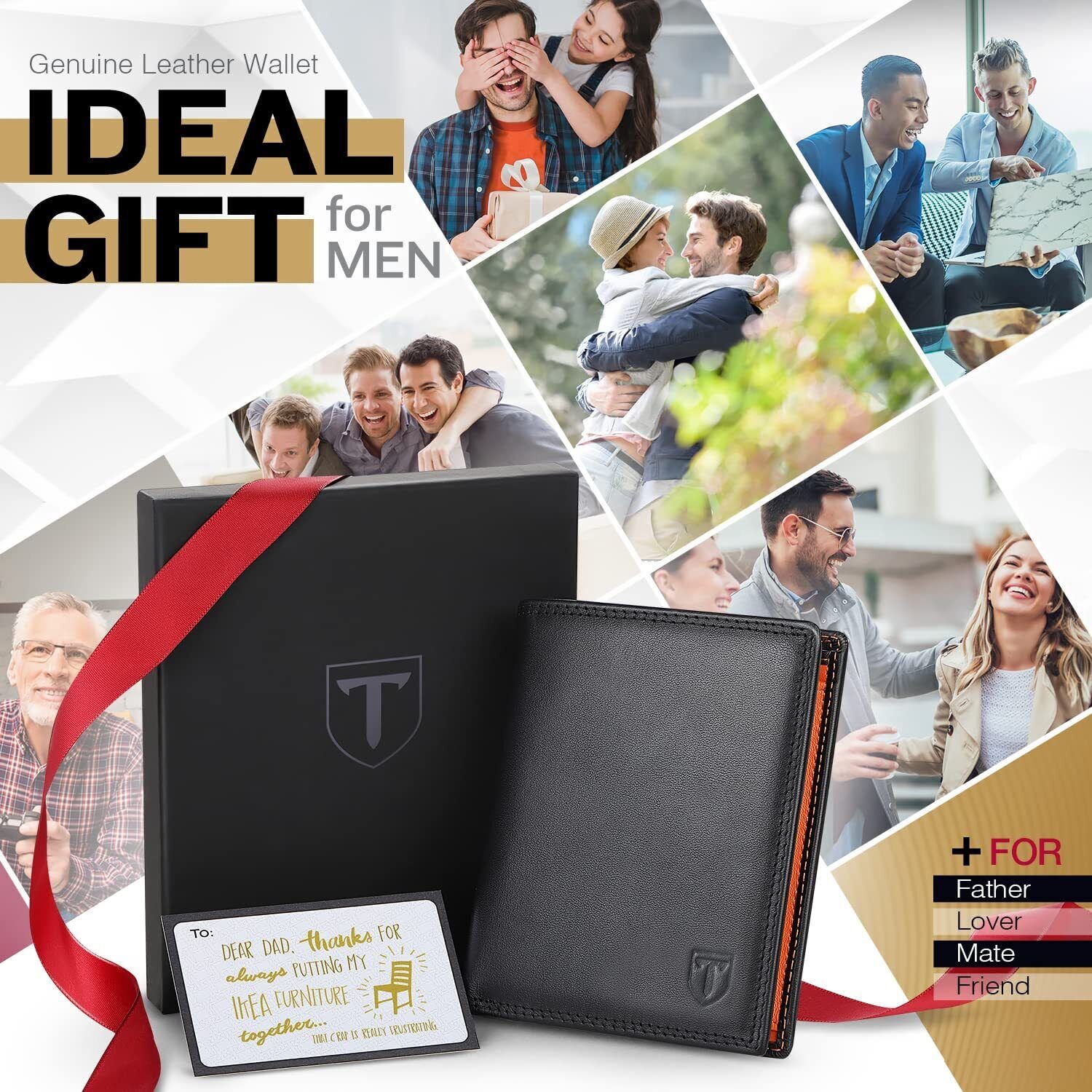 Geldbörse Herren aus Echtem Leder Geldbeutel Männer im Hochformat mit RF