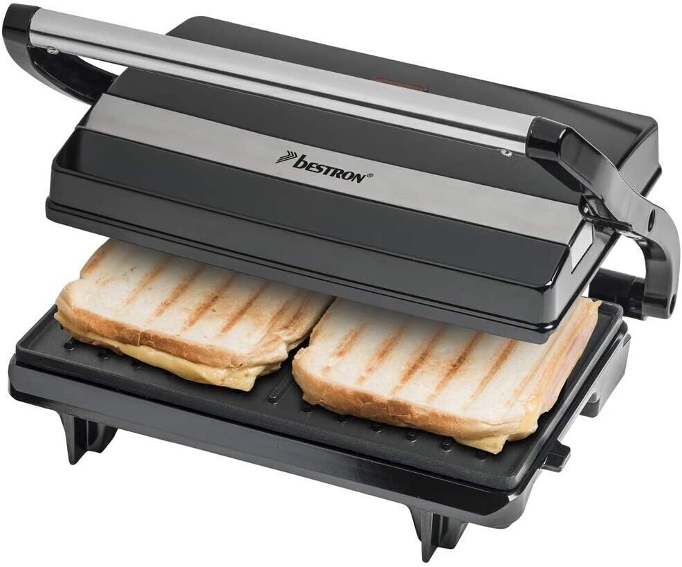 Bestron electric contact grill with drip tray, sandwich maker with