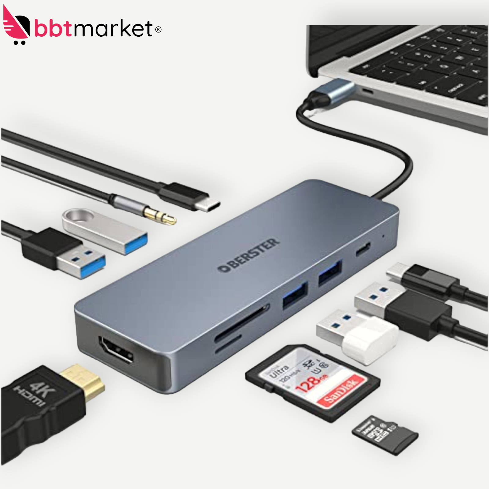 USB C Hub 10 in 1 Typ C Multiport Adapter Dockingstation für MacBook Pro/Air DE