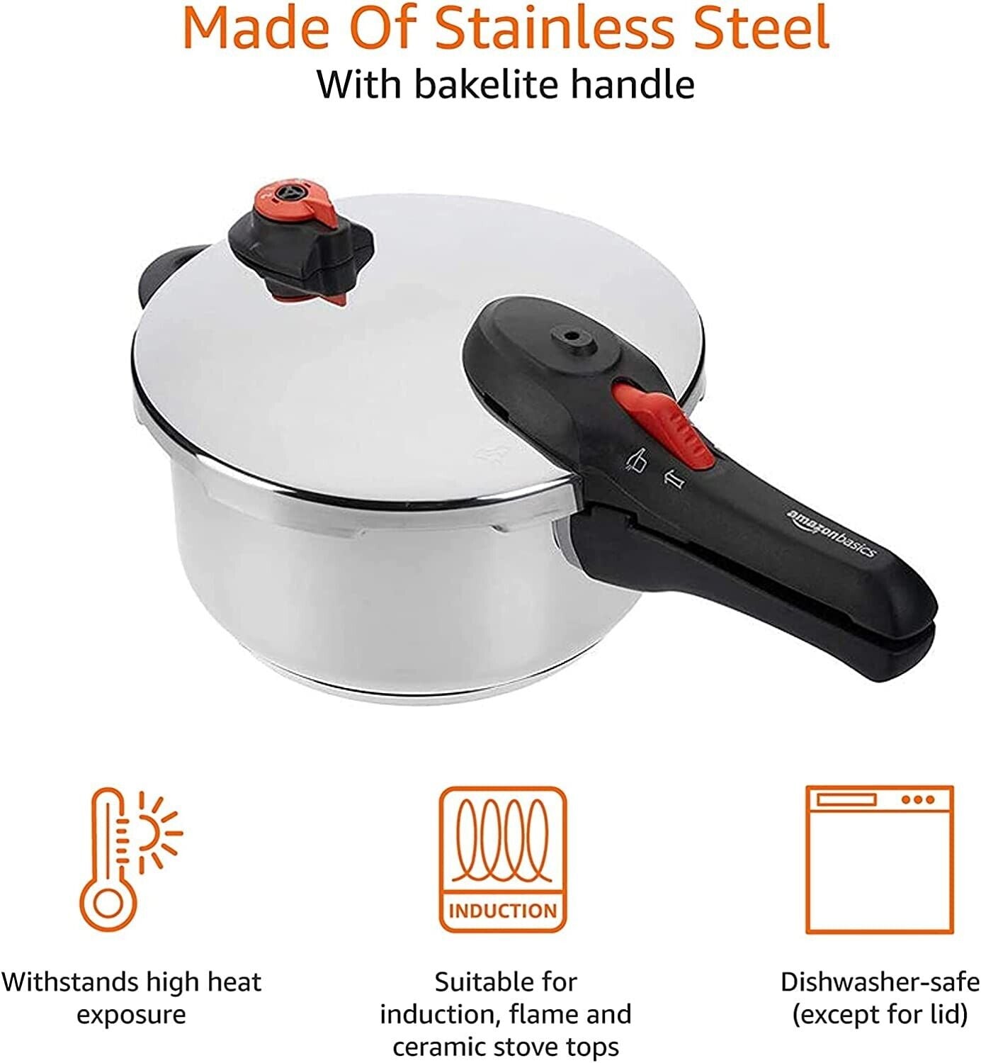 Amazon stainless steel pressure cooker - suitable for induction cookers - 4 liters