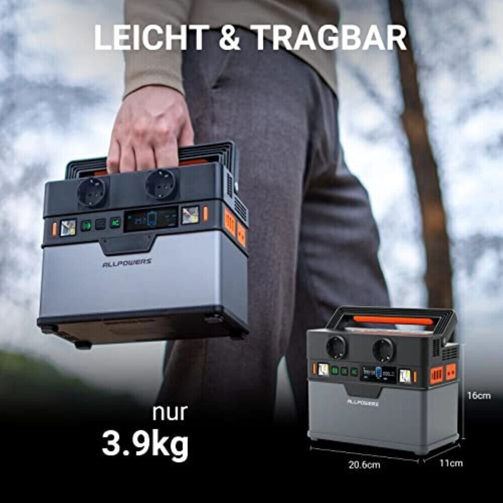 Portable Powerstation Solar Power Bank 78000mAh 300W with AC/USB output ALLPOWERS
