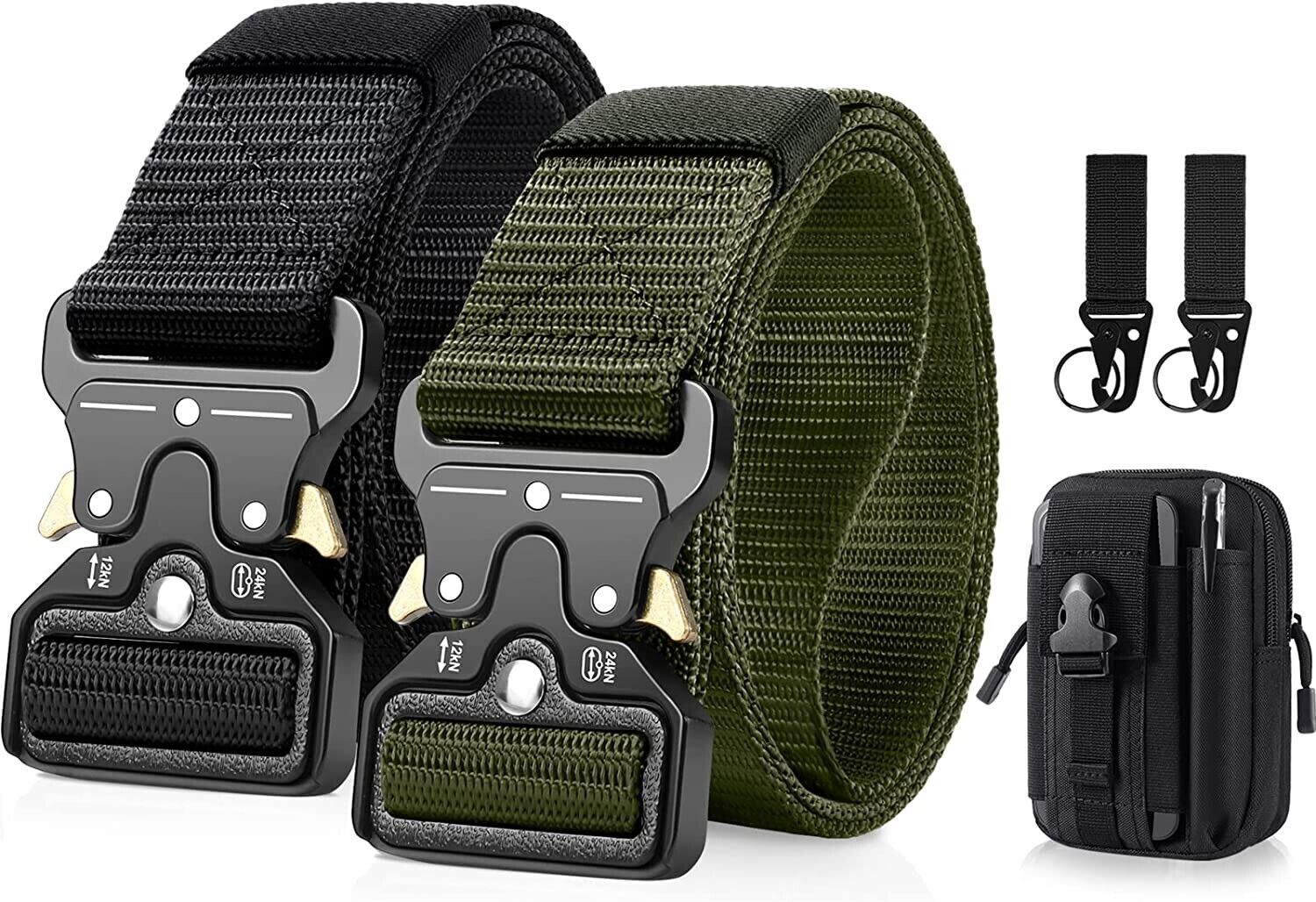 2x Tactical Nylon Belt Work Belt Military Belt Men Outdoor Black DE