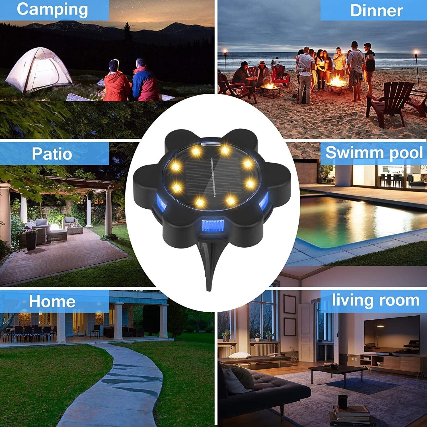 4 Solarleuchte Bodenstrahler Außen Lampe IP65 Gartenleuchten Garten Solarlampen