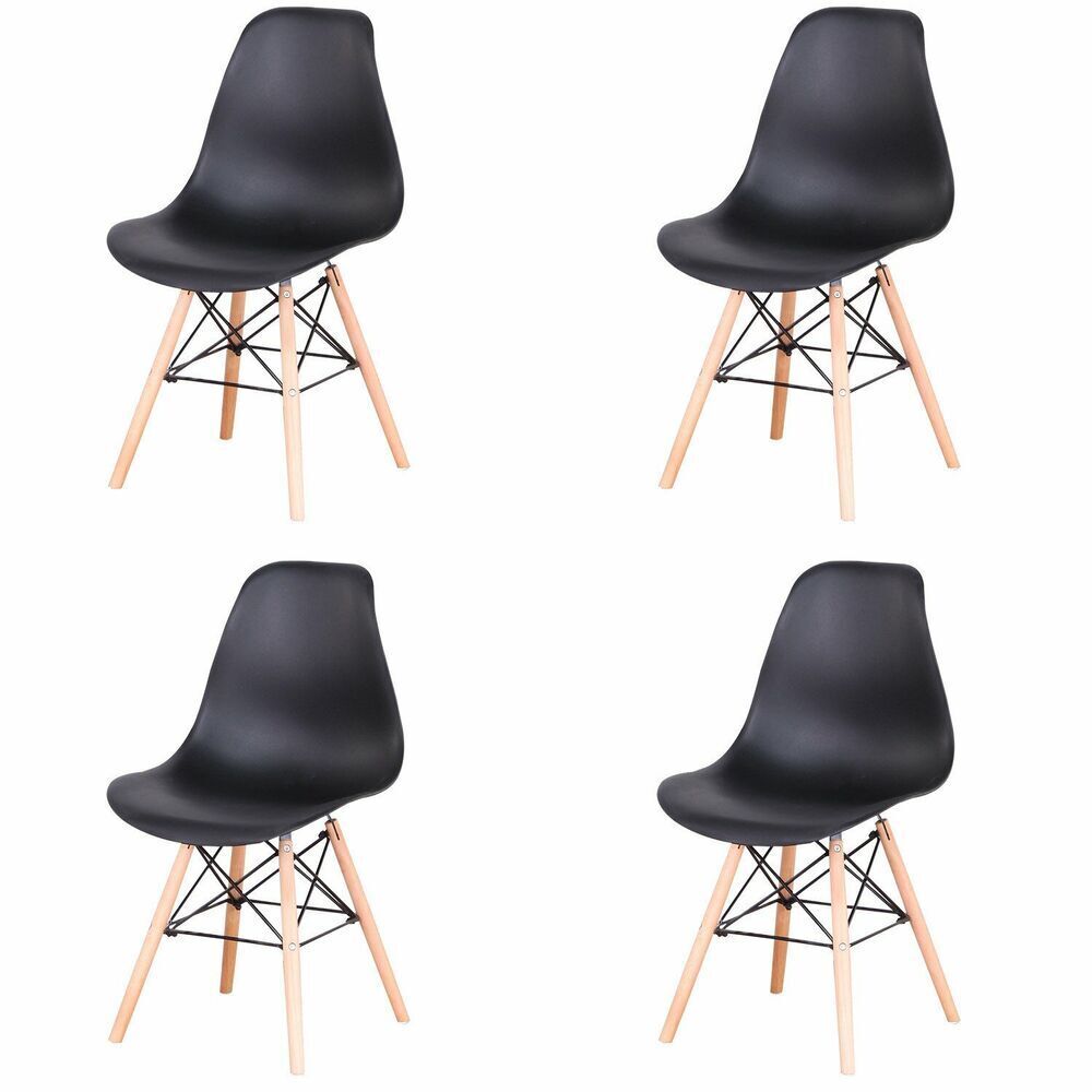 4er set Esszimmerstühle Wohnzimmer Büro Stühle Küchenstuhl Kunststoff Schwarz DE