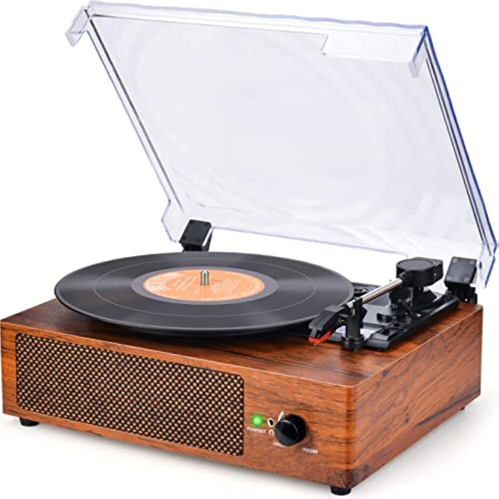 Bluetooth record player turntable with stereo speakers vinyl to MP3 recording
