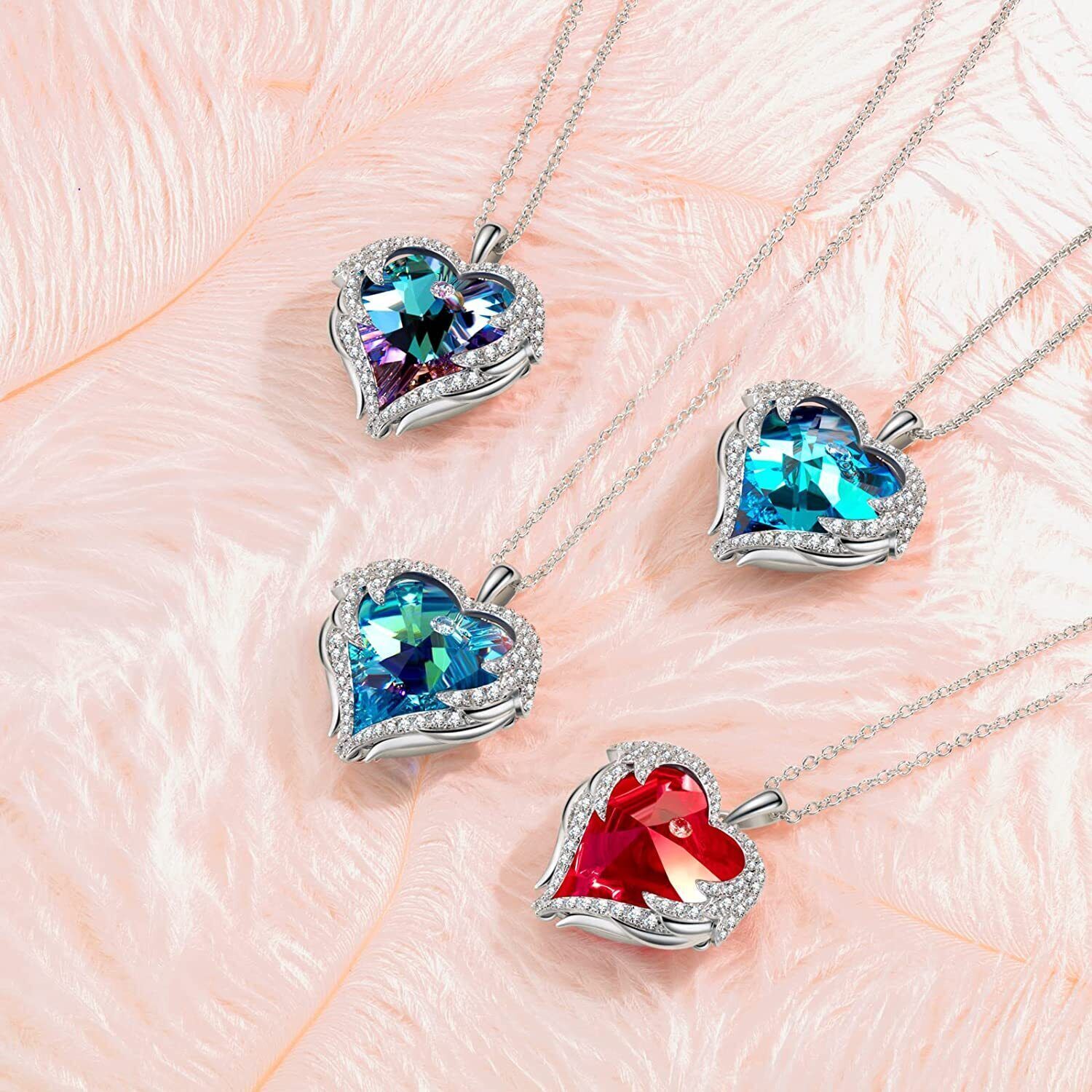 Ladies Necklace Heart Pendant Women Jewelry Chain Adjustable Guardian Angel Mom